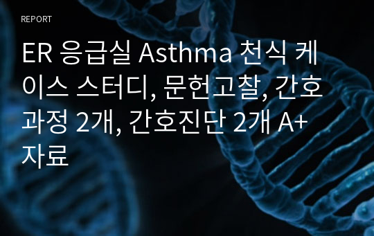 ER 응급실 Asthma 천식 케이스 스터디, 문헌고찰, 간호과정 2개, 간호진단 2개 A+ 자료