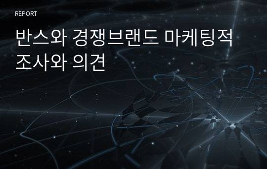 반스와 경쟁브랜드 마케팅적 조사와 의견