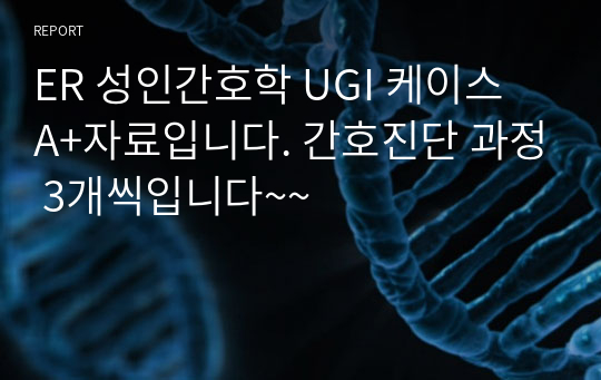 ER 성인간호학 UGI 케이스 A+자료입니다. 간호진단 과정 3개씩입니다~~