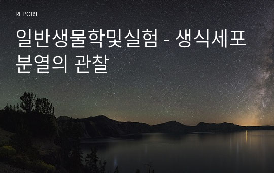 일반생물학및실험 - 생식세포분열의 관찰