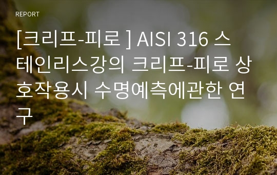 [크리프-피로 ] AISI 316 스테인리스강의 크리프-피로 상호작용시 수명예측에관한 연구