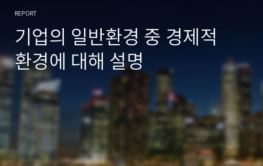 기업의 일반환경 중 경제적 환경에 대해 설명