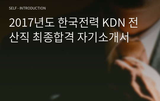 [공기업최합][금융권최합]2017년도 한국전력 KDN 전산직 최종합격 자기소개서