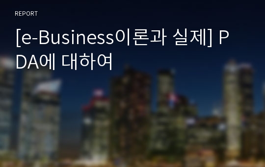 [e-Business이론과 실제] PDA에 대하여