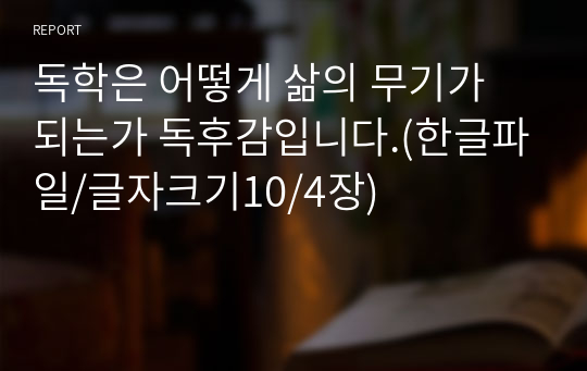 독학은 어떻게 삶의 무기가 되는가 독후감입니다.(한글파일/글자크기10/4장)