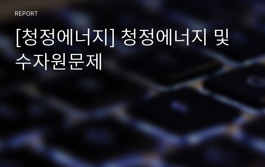 [청정에너지] 청정에너지 및 수자원문제