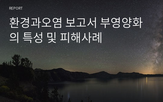 환경과오염 보고서 부영양화의 특성 및 피해사례