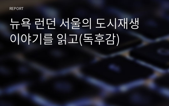 뉴욕 런던 서울의 도시재생 이야기를 읽고(독후감)