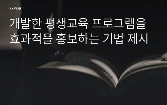 개발한 평생교육 프로그램을 효과적을 홍보하는 기법 제시