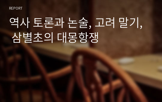 역사 토론과 논술, 고려 말기, 삼별초의 대몽항쟁