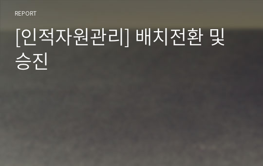 [인적자원관리] 배치전환 및 승진