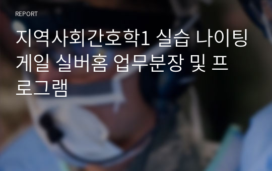 지역사회간호학1 실습 나이팅게일 실버홈 업무분장 및 프로그램