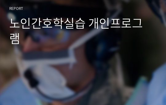 노인간호학실습 개인프로그램