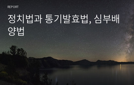 정치법과 통기발효법, 심부배양법