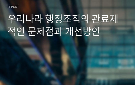 우리나라 행정조직의 관료제적인 문제점과 개선방안