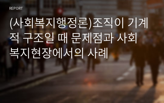 (사회복지행정론)조직이 기계적 구조일 때 문제점과 사회복지현장에서의 사례