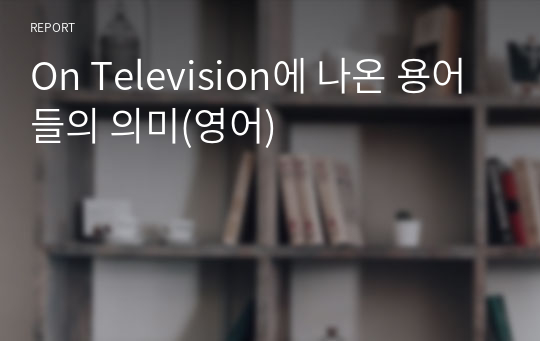 On Television에 나온 용어들의 의미(영어)