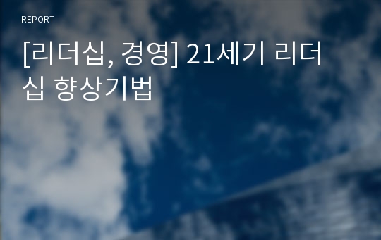 [리더십, 경영] 21세기 리더십 향상기법