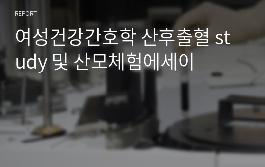 여성건강간호학 산후출혈 study 및 산모체험에세이