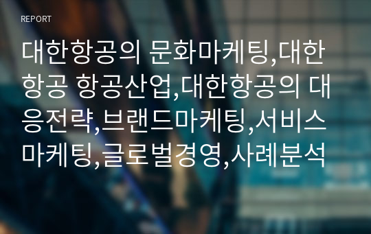 대한항공의 문화마케팅,대한항공 항공산업,대한항공의 대응전략,브랜드마케팅,서비스마케팅,글로벌경영,사례분석