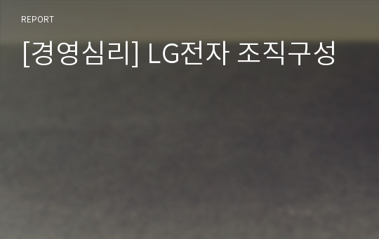 [경영심리] LG전자 조직구성