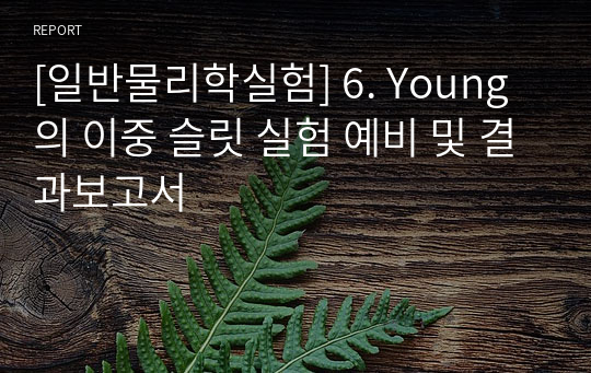 [일반물리학실험] 6. Young의 이중 슬릿 실험 예비 및 결과보고서