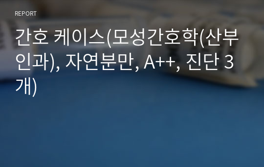 간호 케이스(모성간호학(산부인과), 자연분만, A++, 진단 3개)