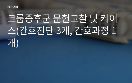 크룹증후군 문헌고찰 및 케이스(간호진단 3개, 간호과정 1개)