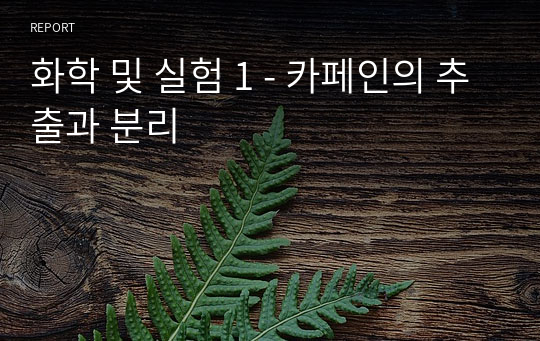 화학 및 실험 1 - 카페인의 추출과 분리