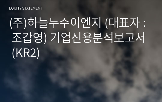 (주)하늘누수이엔지 기업신용분석보고서 (KR2)