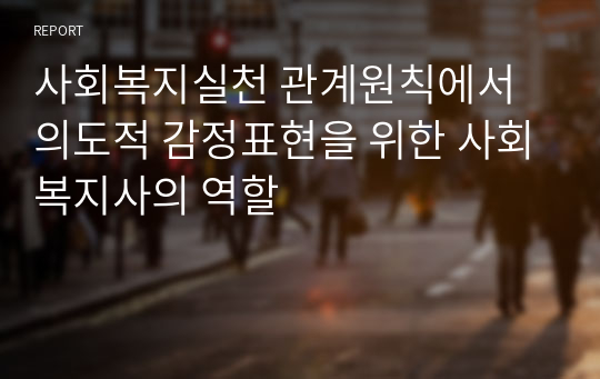 사회복지실천 관계원칙에서 의도적 감정표현을 위한 사회복지사의 역할