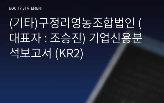 (기타)구정리영농조합법인 기업신용분석보고서 (KR2)