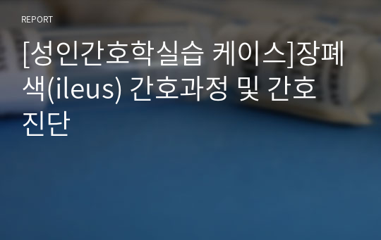 [성인간호학실습 케이스]장폐색(ileus) 간호과정 및 간호진단