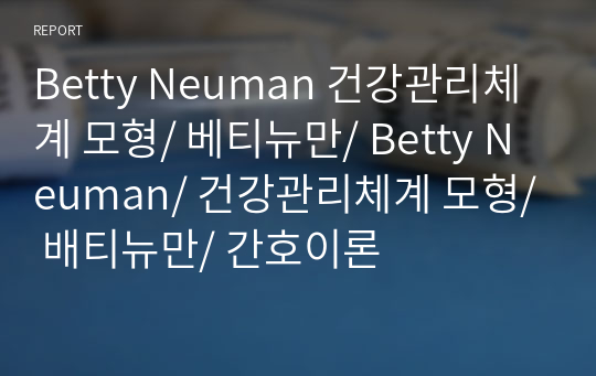 간호이론 과제 / A+/ Betty Neuman 건강관리체계 모형/ 베티뉴만 업적, 발달배경