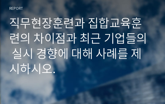 직무현장훈련 집합교육훈련 차이점 최근 기업들의 실시 경향 사례