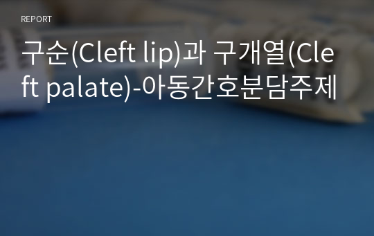 구순(Cleft lip)과 구개열(Cleft palate)-아동간호분담주제