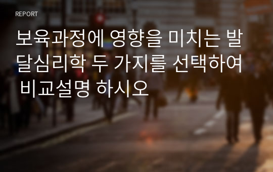 보육과정 영향 미치는 발달심리학 두 가지 선택하여 비교설명