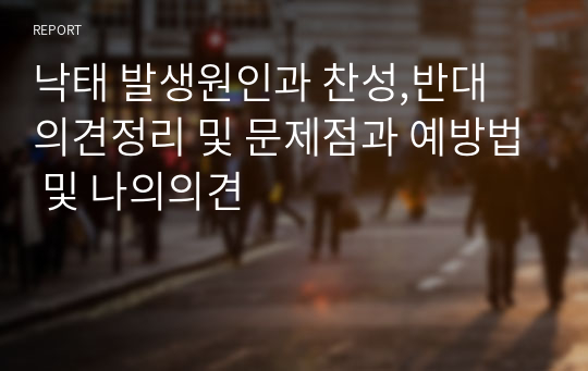 낙태 발생원인과 찬성,반대 의견정리 및 문제점과 예방법 및 나의의견