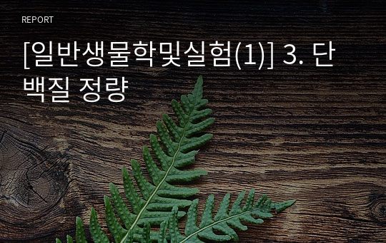 [일반생물학및실험(1)] 3. 단백질 정량