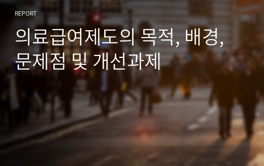 의료급여제도의 목적, 배경, 문제점 및 개선과제