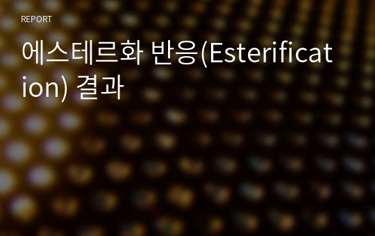 에스테르화 반응(Esterification) 결과