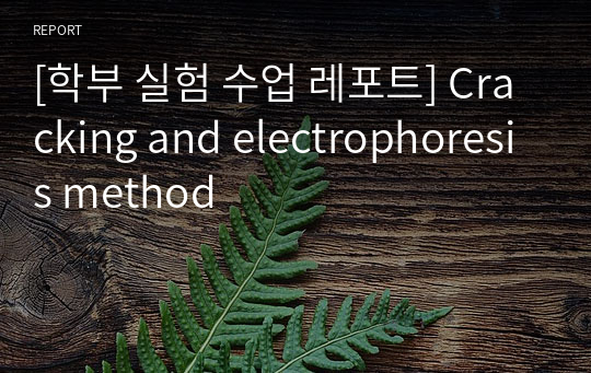 [학부 실험 수업 레포트] Cracking and electrophoresis method