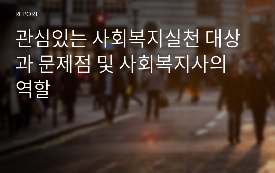 관심있는 사회복지실천 대상과 문제점 및 사회복지사의 역할