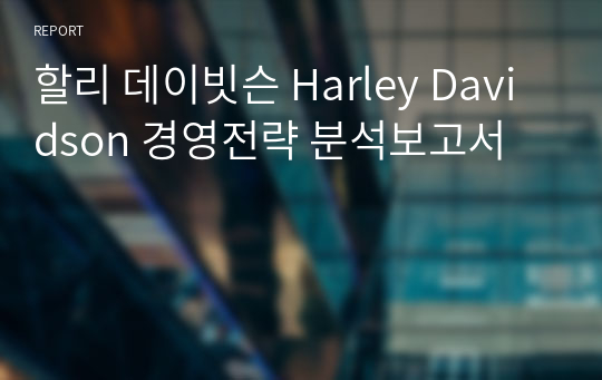 할리 데이빗슨 Harley Davidson 경영전략 분석보고서