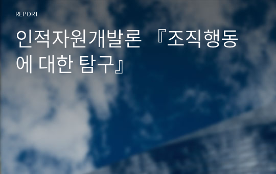 인적자원개발론 『조직행동에 대한 탐구』