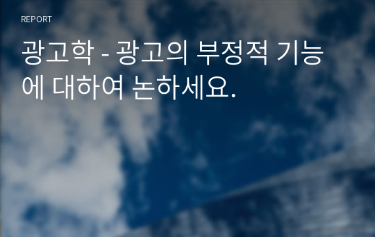 광고학 - 광고의 부정적 기능에 대하여 논하세요.