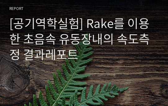 [공기역학실험] Rake를 이용한 초음속 유동장내의 속도측정 결과레포트