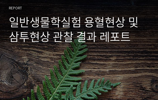 일반생물학실험 용혈현상 및 삼투현상 관찰 결과 레포트