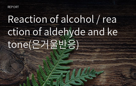 Reaction of alcohol / reaction of aldehyde and ketone(은거울반응)