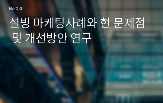 설빙 마케팅사례와 현 문제점 및 개선방안 연구